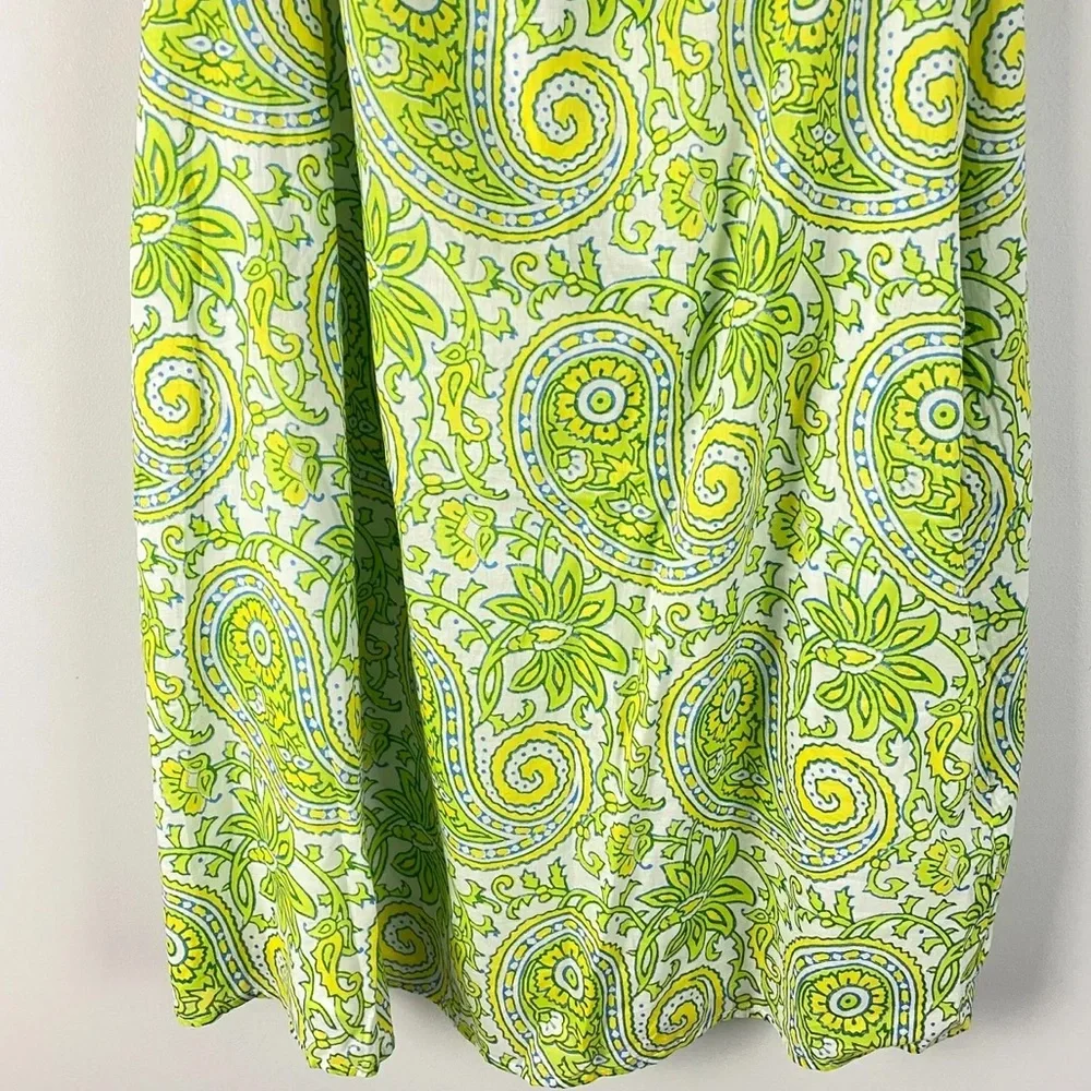 SZ Blockprints ™ X  J. Crew squareneck puff-sleeve mini dress in citrus paisley. - Picture 3 of 4